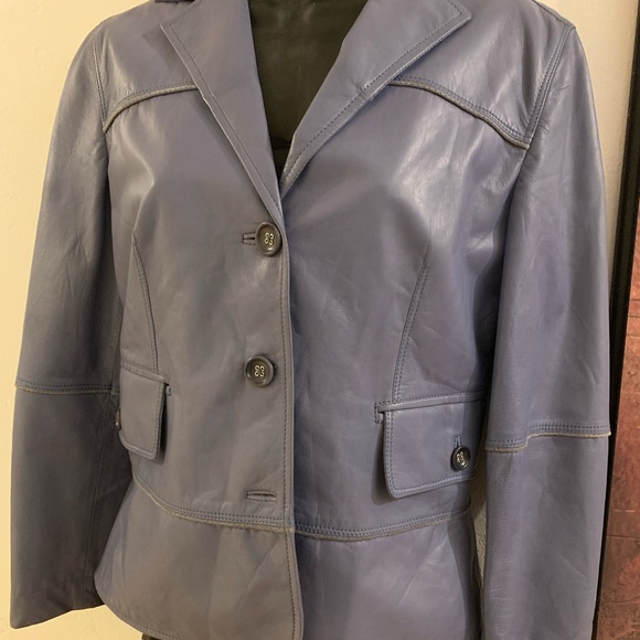 Malo Leather Jacket Italy 42 size 2 lilac - Picture 2 of 4